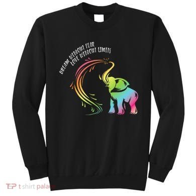 Dream Without Fear Love Without Limits Colorful Elephant Sweatshirt