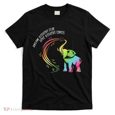 Dream Without Fear Love Without Limits Colorful Elephant T-Shirt