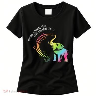 Dream Without Fear Love Without Limits Colorful Elephant Women's T-Shirt