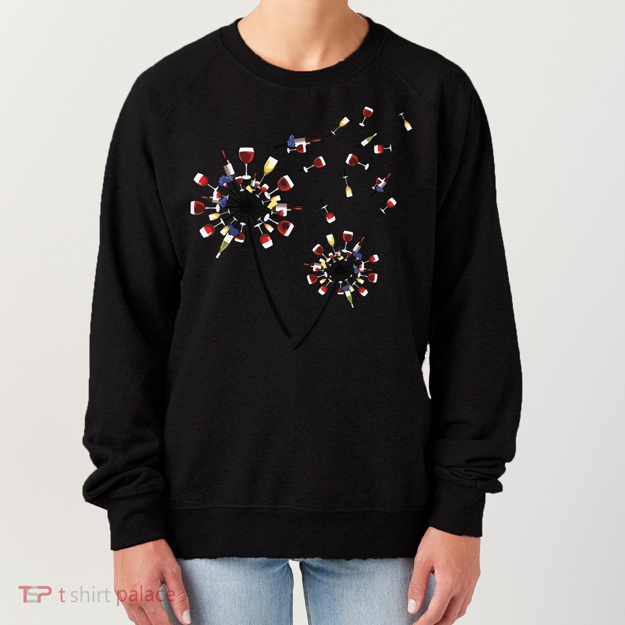 Dandelion Wine Glass Love Wine Drinking Gift Wine Lover Women's Sweatshirt