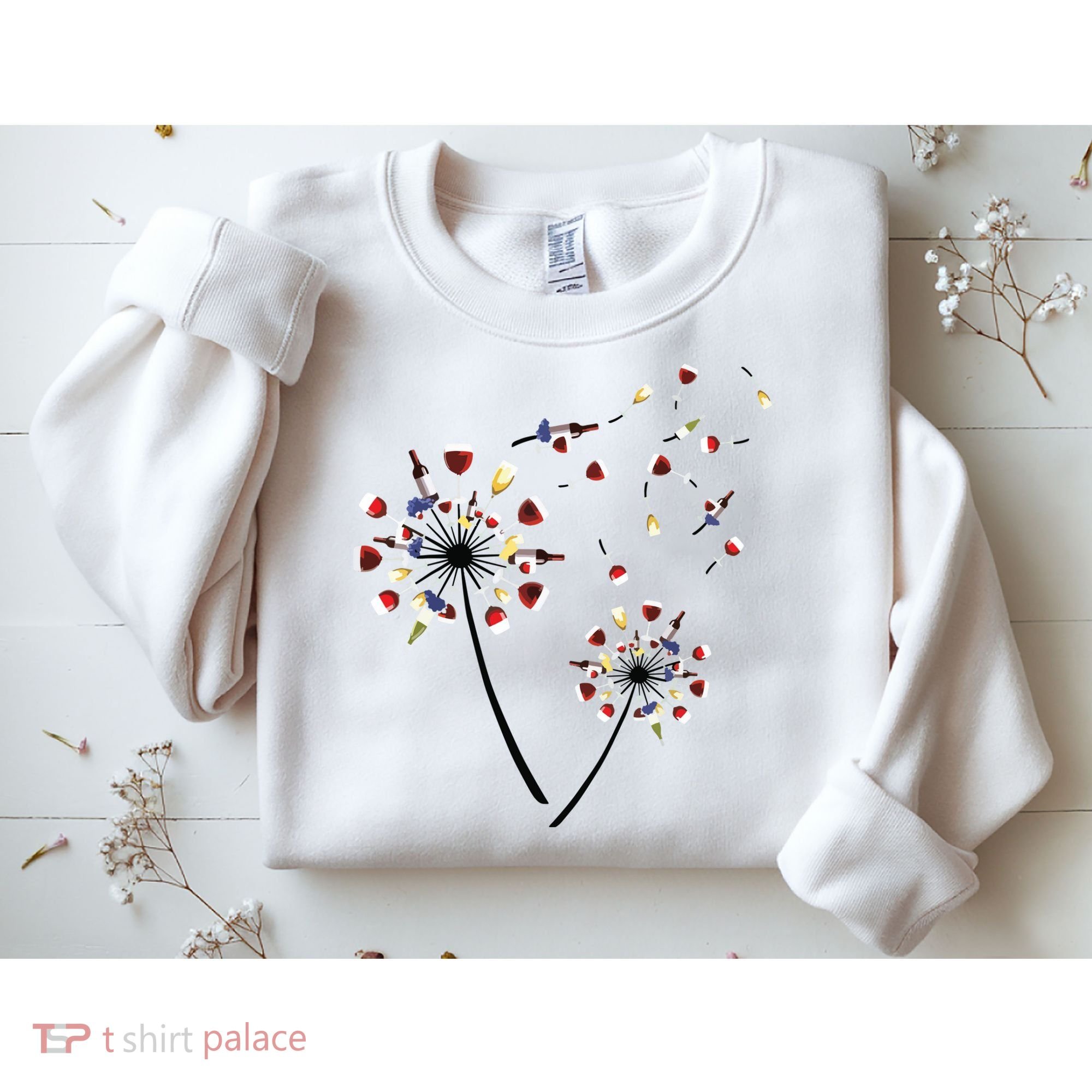 Dandelion Wine Glass Love Wine Drinking Gift Wine Lover Sweatshirt