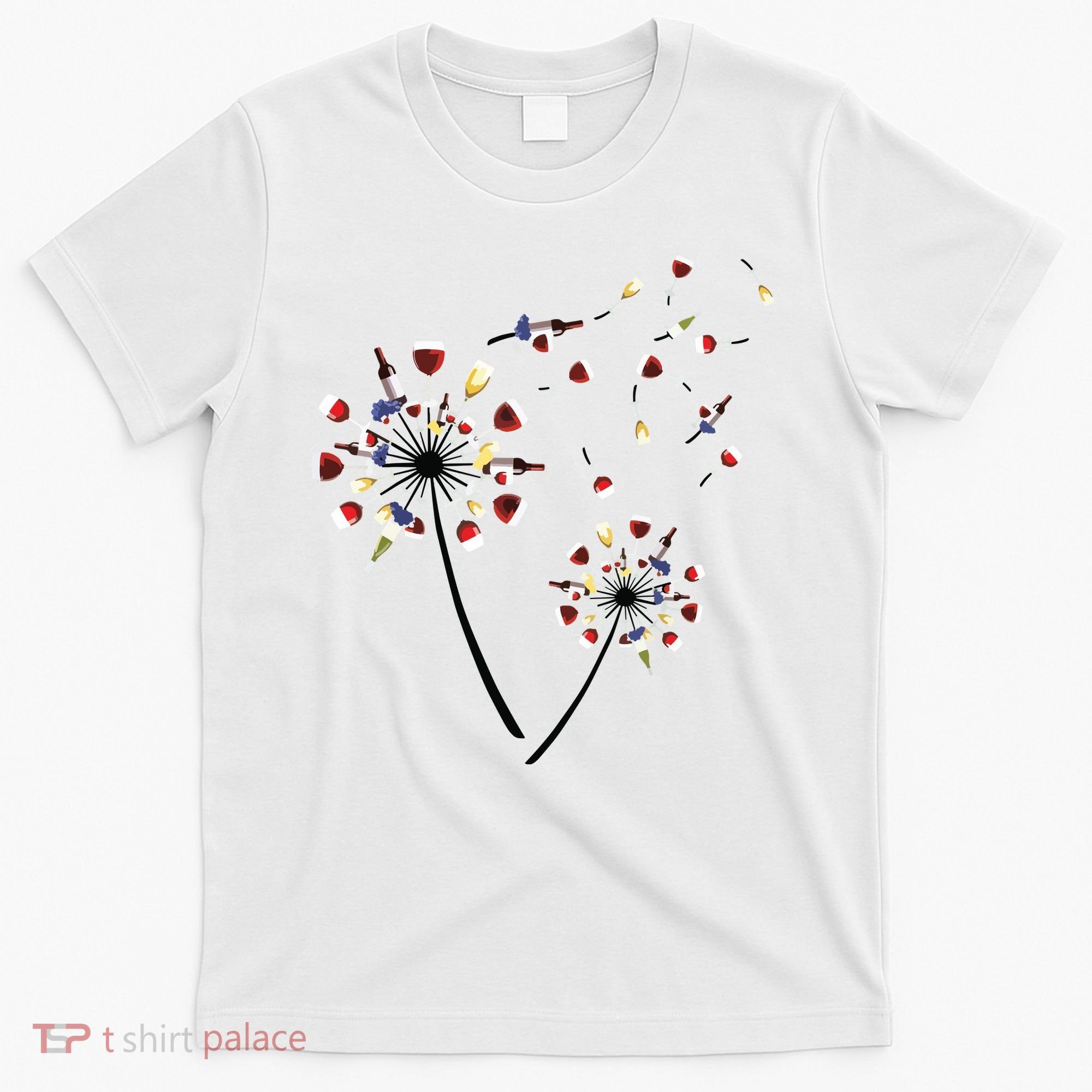 Dandelion Wine Glass Love Wine Drinking Gift Wine Lover T-Shirt