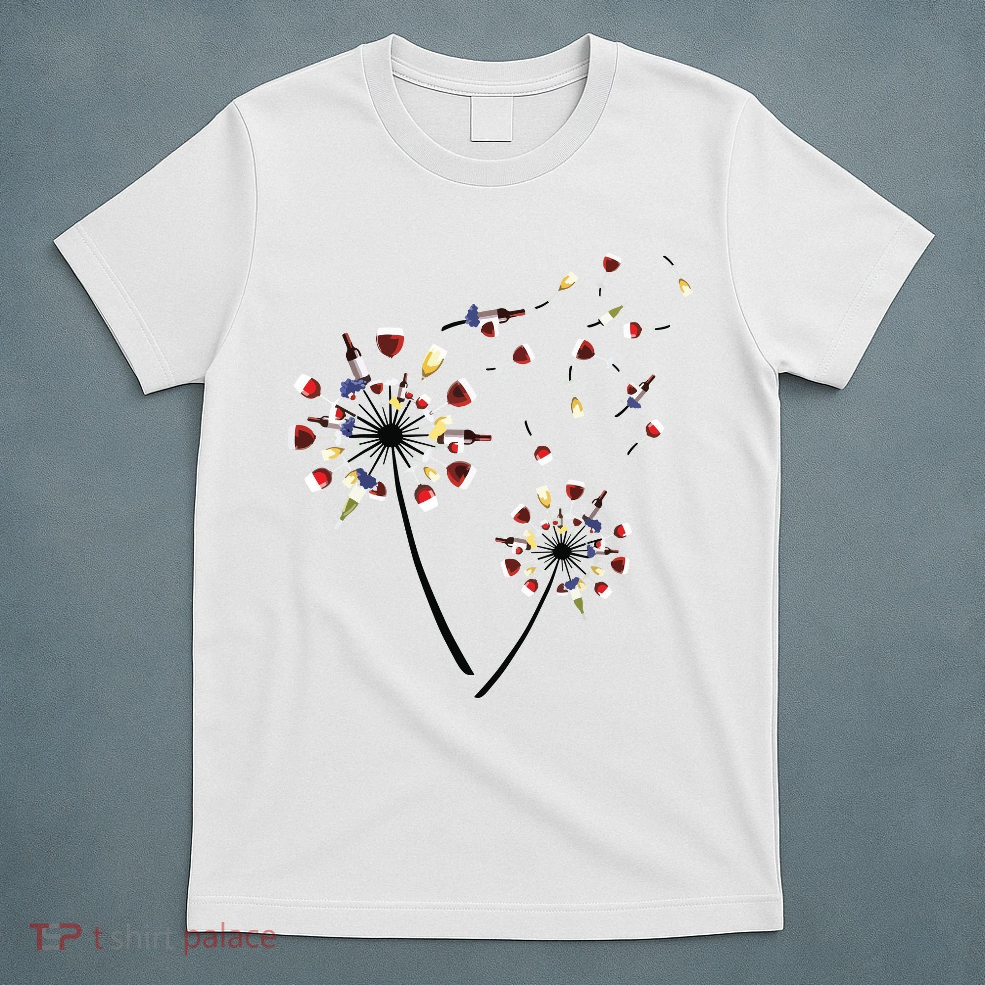 Dandelion Wine Glass Love Wine Drinking Gift Wine Lover T-Shirt