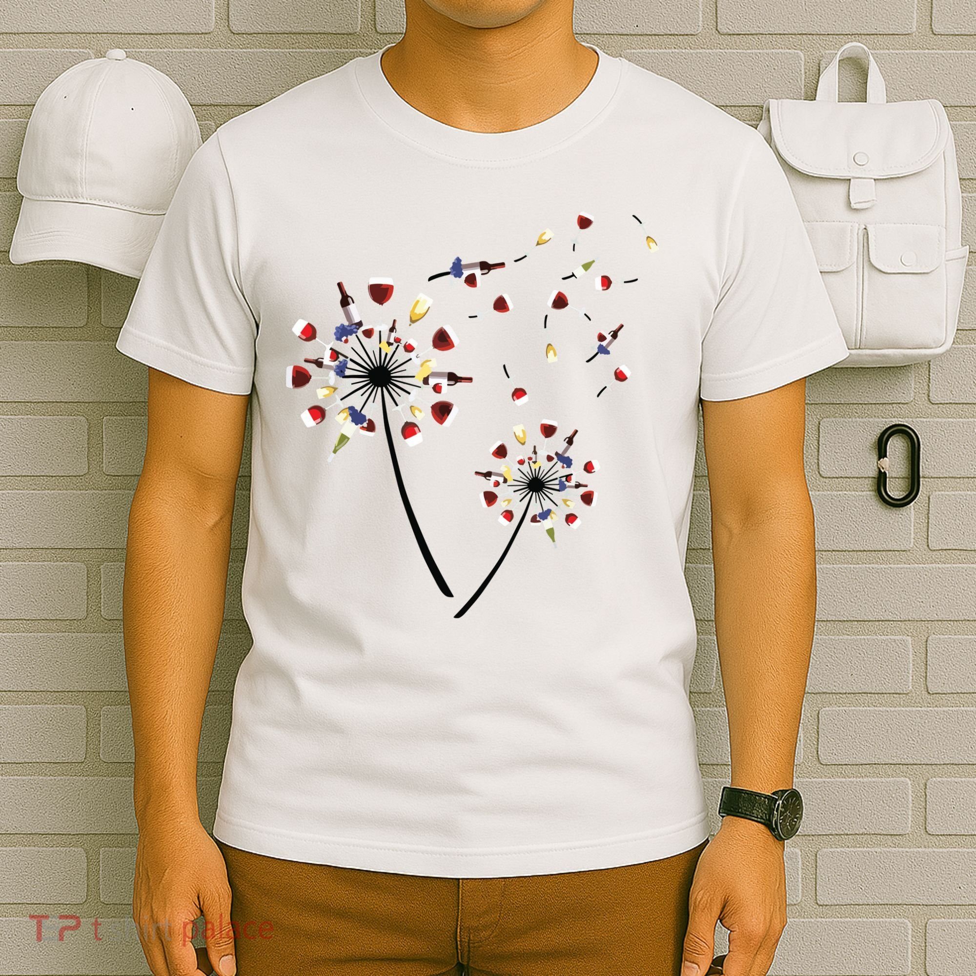 Dandelion Wine Glass Love Wine Drinking Gift Wine Lover T-Shirt