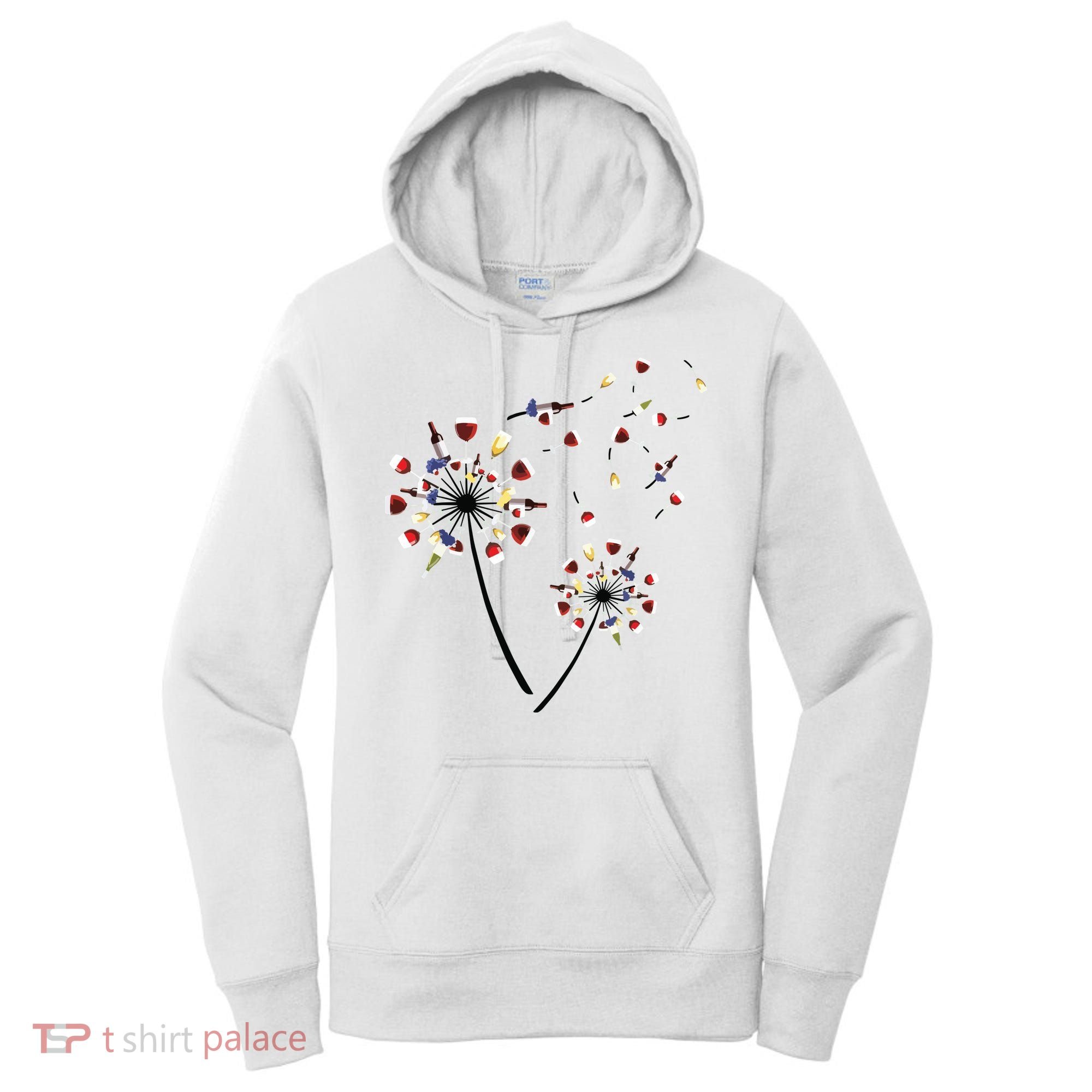 Dandelion Wine Glass Love Wine Drinking Gift Wine Lover Women's Hoodie