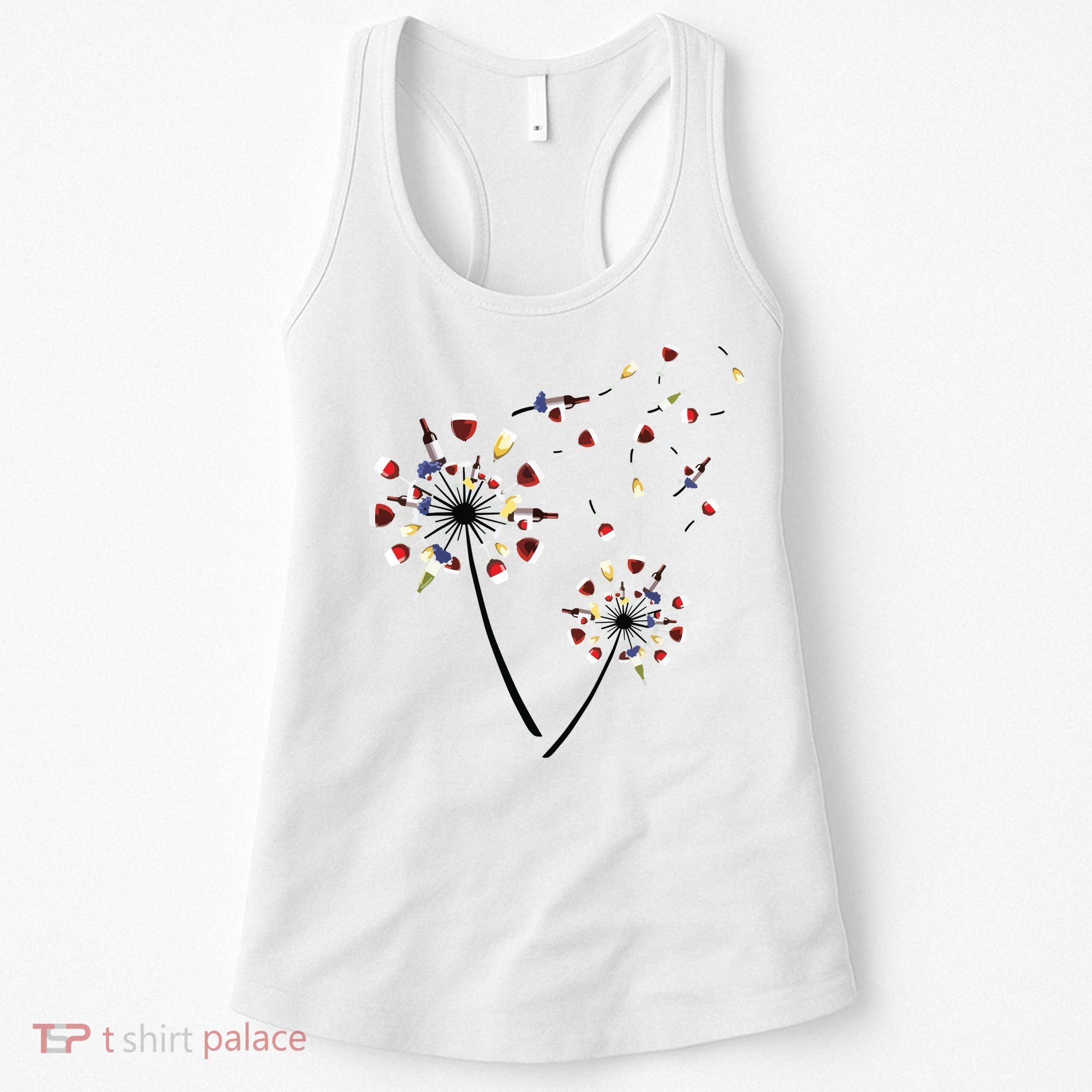 Dandelion Wine Glass Love Wine Drinking Gift Wine Lover Women's Tank Top