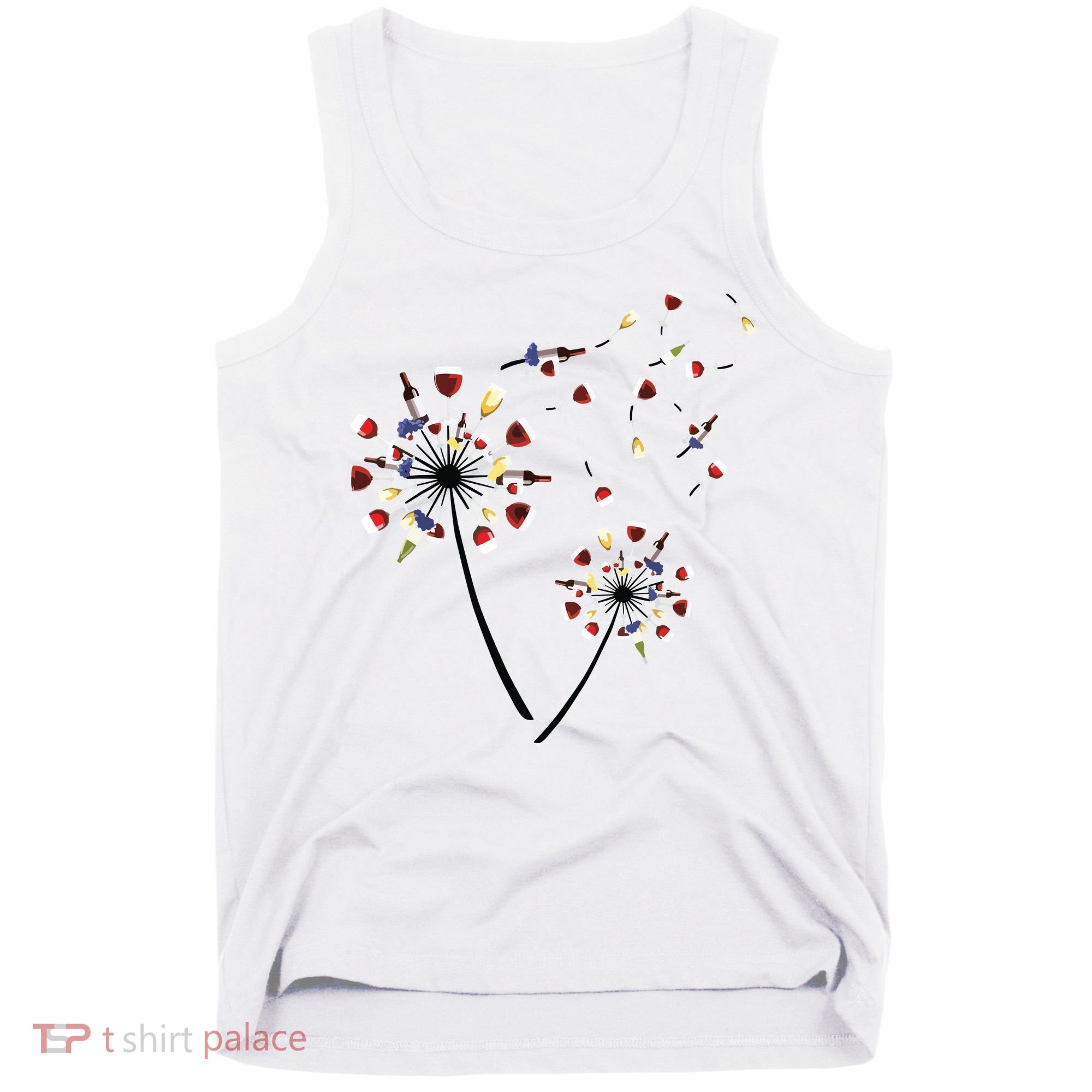 Dandelion Wine Glass Love Wine Drinking Gift Wine Lover Tank Top