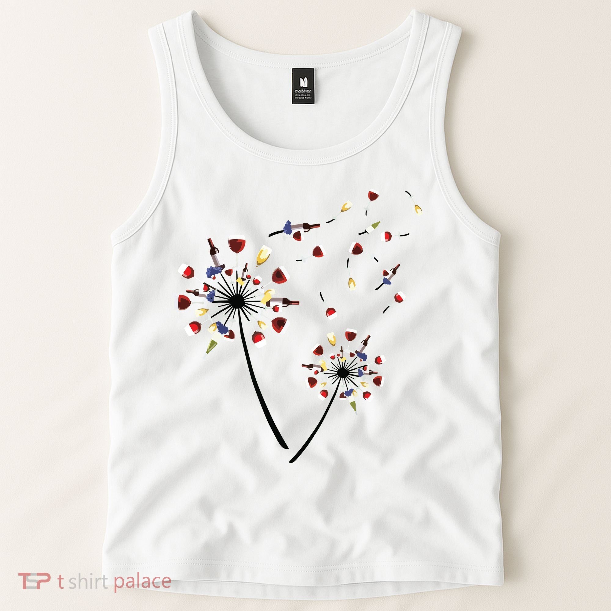 Dandelion Wine Glass Love Wine Drinking Gift Wine Lover Tank Top