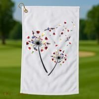 Dandelion Wine Glass Love Wine Drinking Gift Wine Lover Golf Towel thumb 1