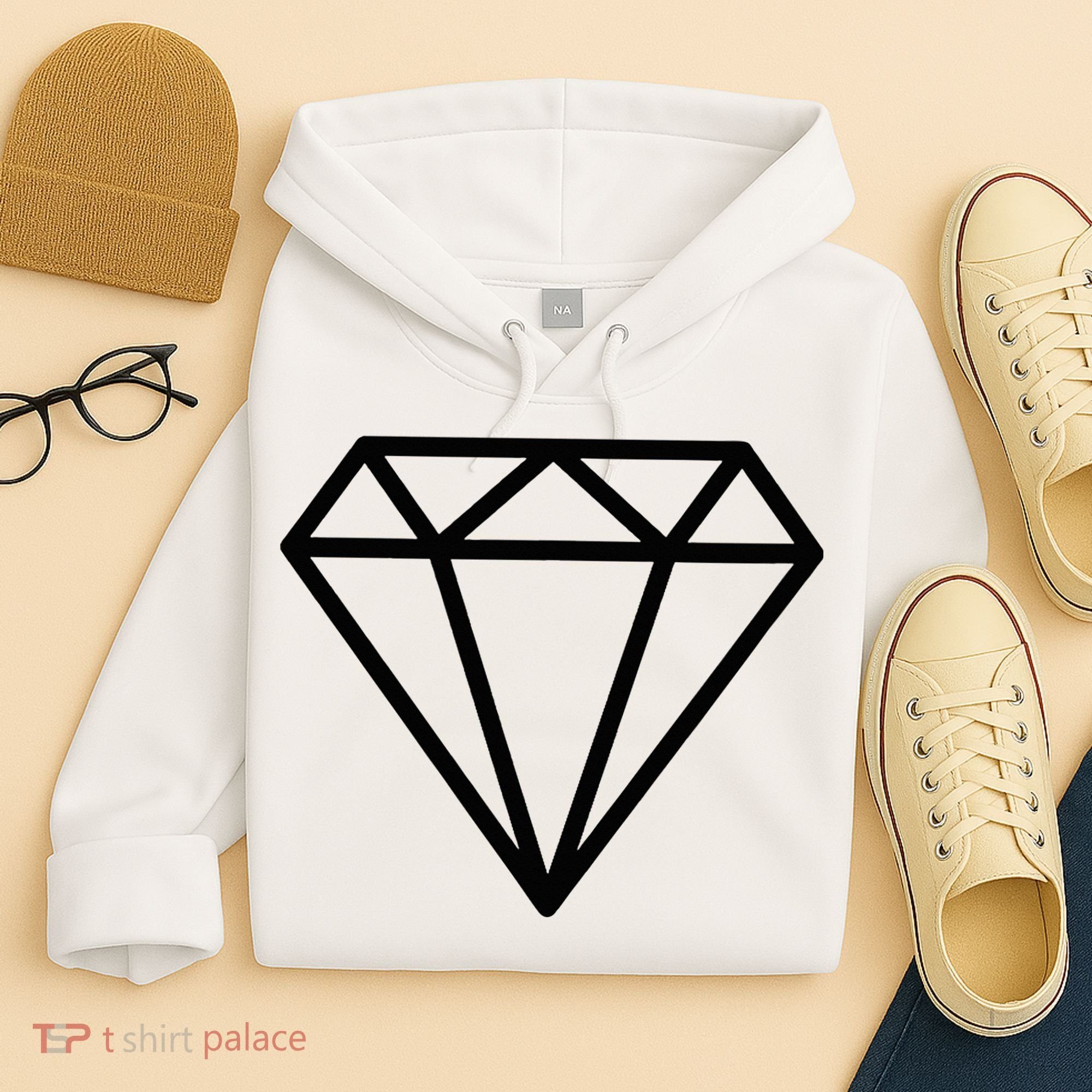Diamond White Graphic Cool White Hoodie