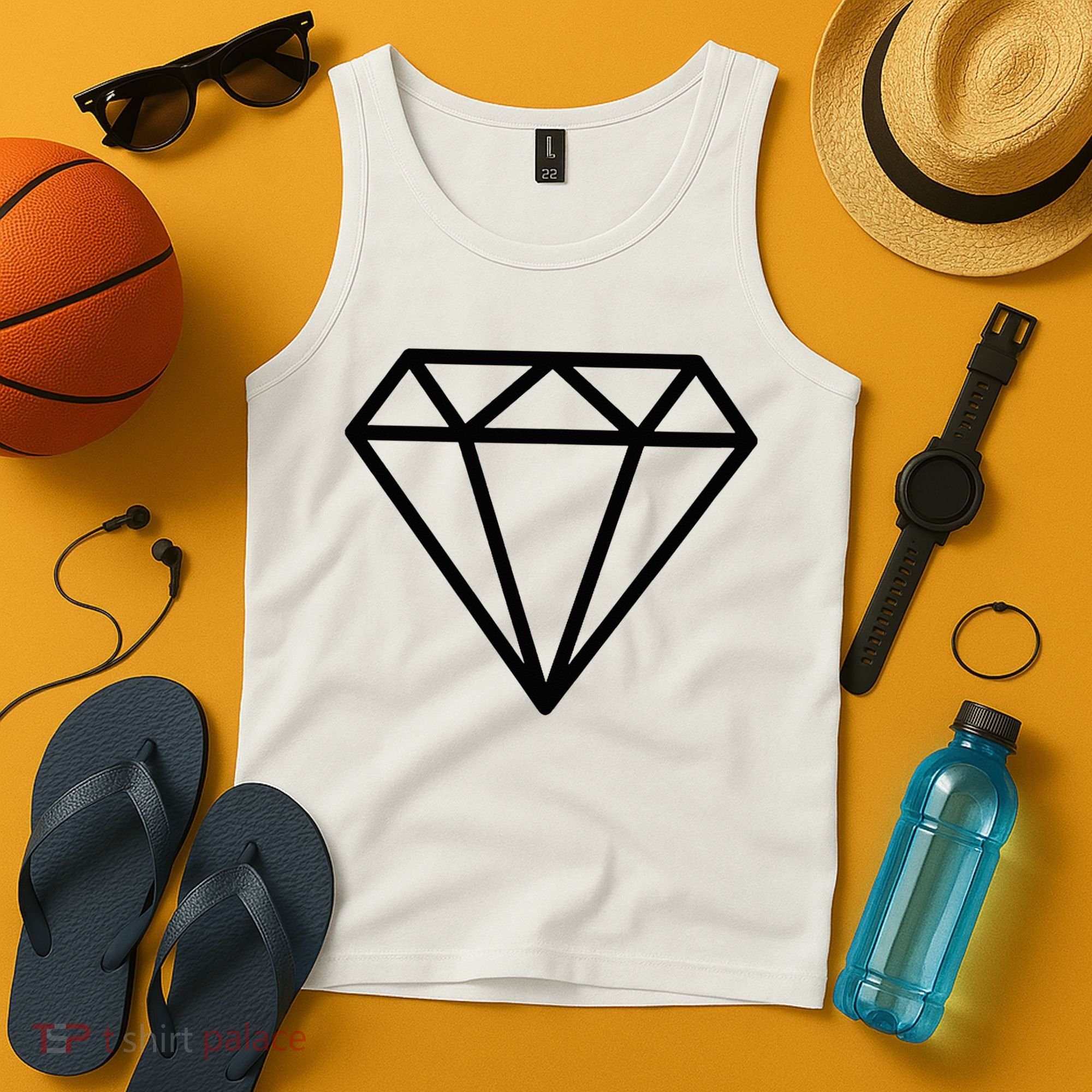 Diamond White Graphic Cool White Tank Top