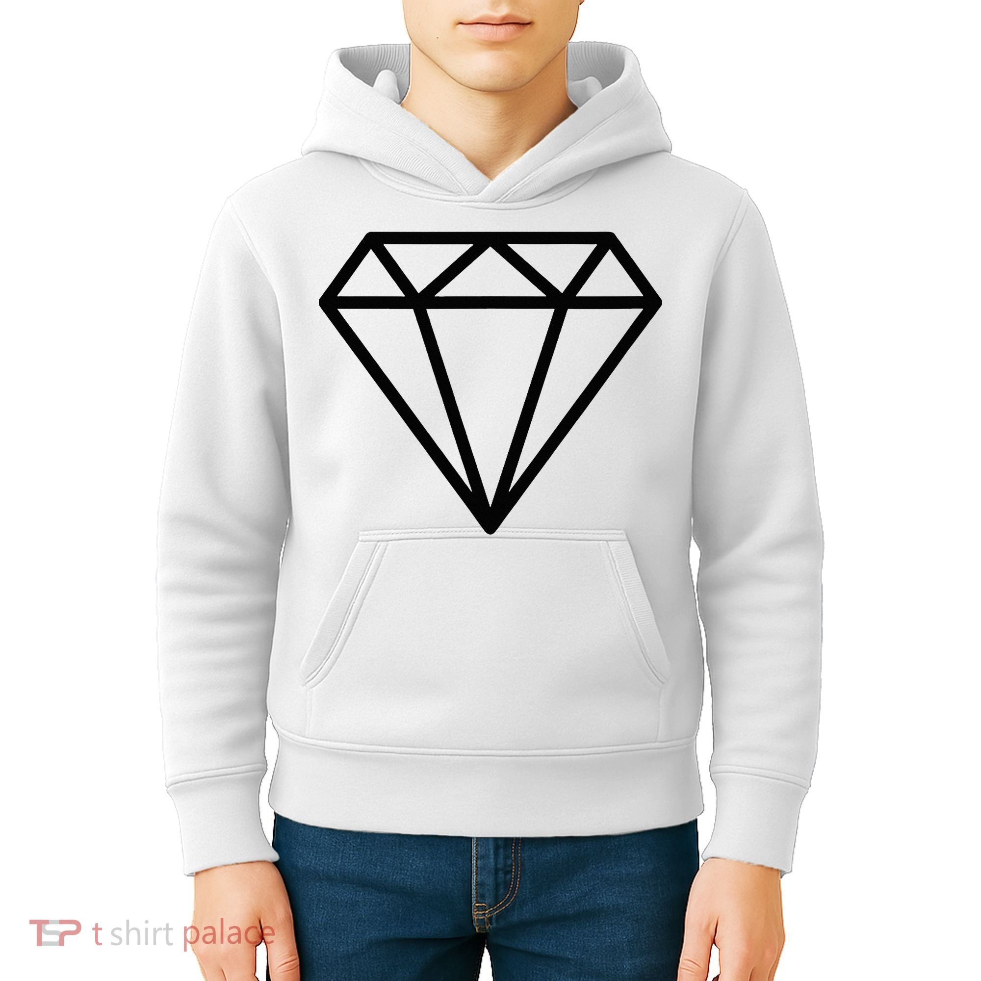 Diamond White Graphic Cool White Kids Hoodie