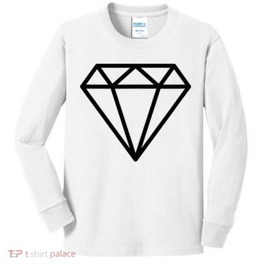 Diamond White Graphic Cool White Kids Long Sleeve Shirt