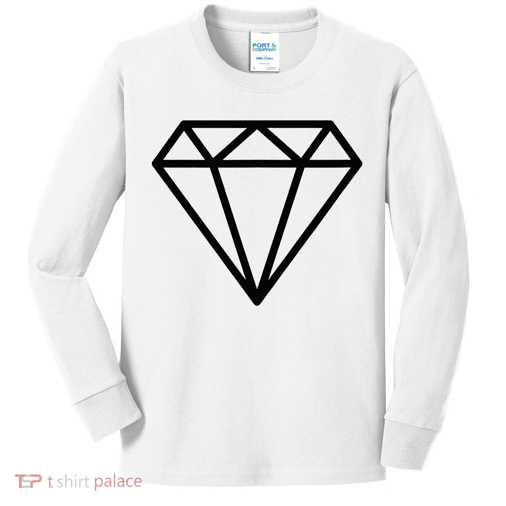 Diamond White Graphic Cool White Kids Long Sleeve Shirt