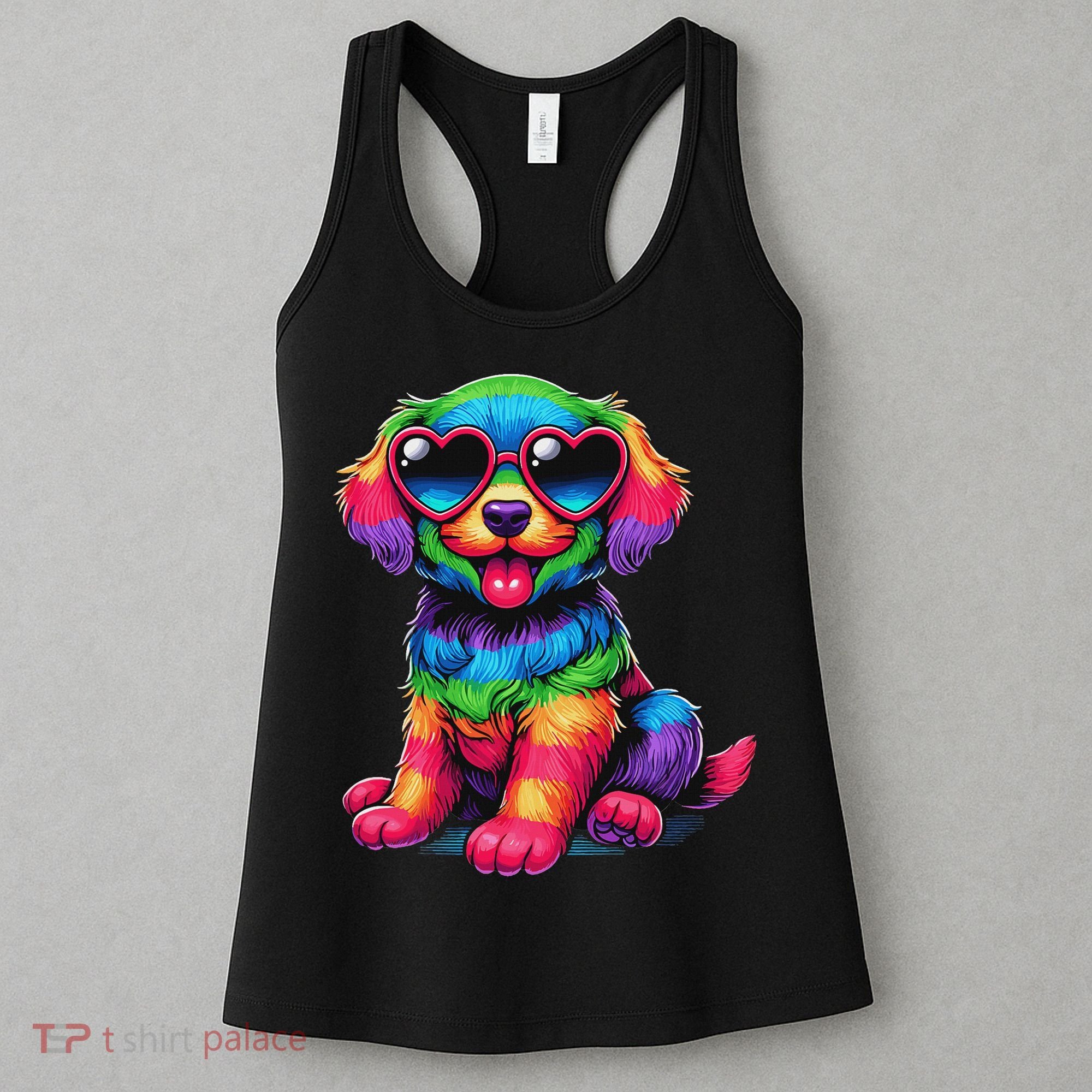 Dog Wearing Glasses Heart Puppy Love Dog Women's Tank Top