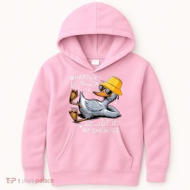 Duck With Hat Quote Graphics Whatever Life Throws At You Duck And Let It Hit Someone Else Kids Hoodie