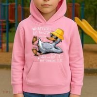 Duck With Hat Quote Graphics Whatever Life Throws At You Duck And Let It Hit Someone Else Kids Hoodie thumb 2
