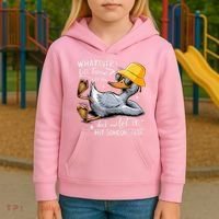 Duck With Hat Quote Graphics Whatever Life Throws At You Duck And Let It Hit Someone Else Kids Hoodie thumb 3