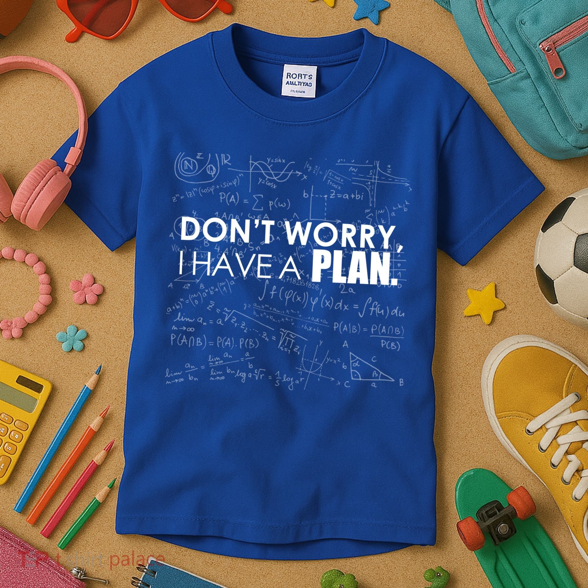 Don't Worry I Have A Plan Funny Math Joke Sarcasm Kids T-Shirt