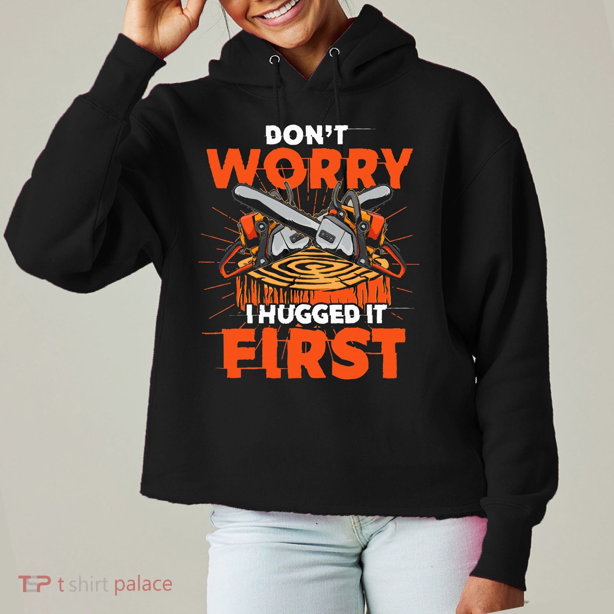 Dont Worry I Hugged It First Funny Arborist Gift Lumberjack Ladies Heavyweight Boxy Pullover Hoodie