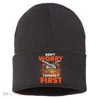 Dont Worry I Hugged It First Funny Arborist Gift Lumberjack Sustainable Knit Beanie thumb 0