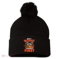 Dont Worry I Hugged It First Funny Arborist Gift Lumberjack Pom Pom 12in Knit Beanie thumb 0