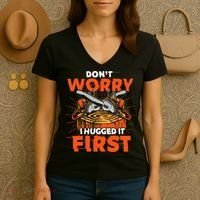 Dont Worry I Hugged It First Funny Arborist Gift Lumberjack Women's V-Neck T-Shirt thumb 3