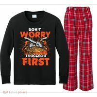 Dont Worry I Hugged It First Funny Arborist Gift Lumberjack Kids Long Sleeve Plaid Pajama Set thumb 0