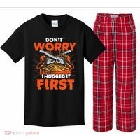 Dont Worry I Hugged It First Funny Arborist Gift Lumberjack Kids Plaid Pajama Set thumb 0