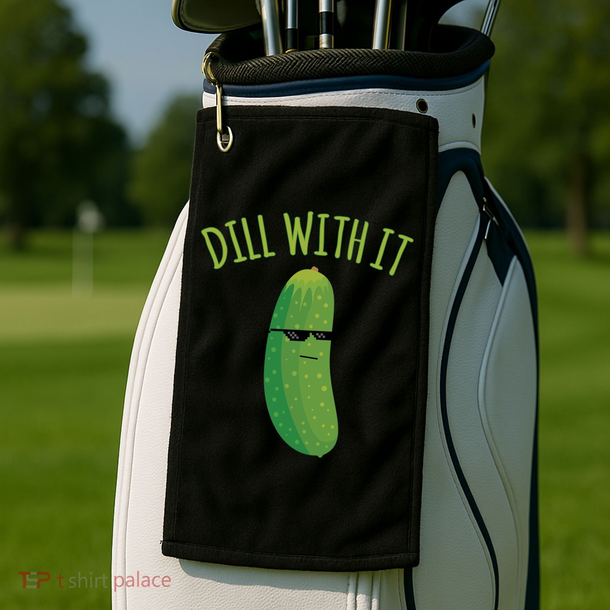 Dill With It Funny Pickle Cute Gift Golf Towel