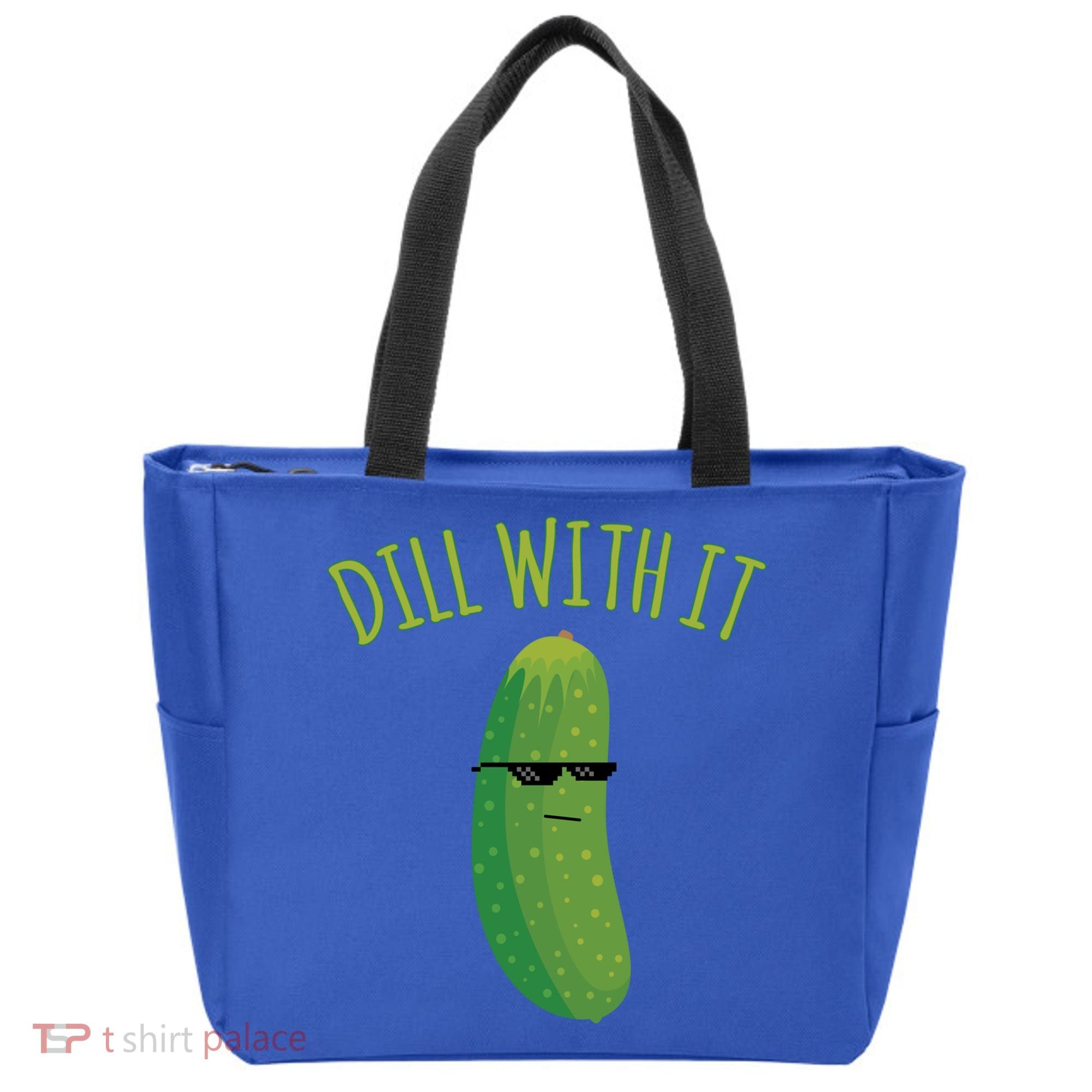 Dill With It Funny Pickle Cute Gift Tote Bag