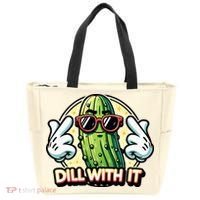Dill With It Funny Pickle Vegetable Pun Tote Bag thumb 0