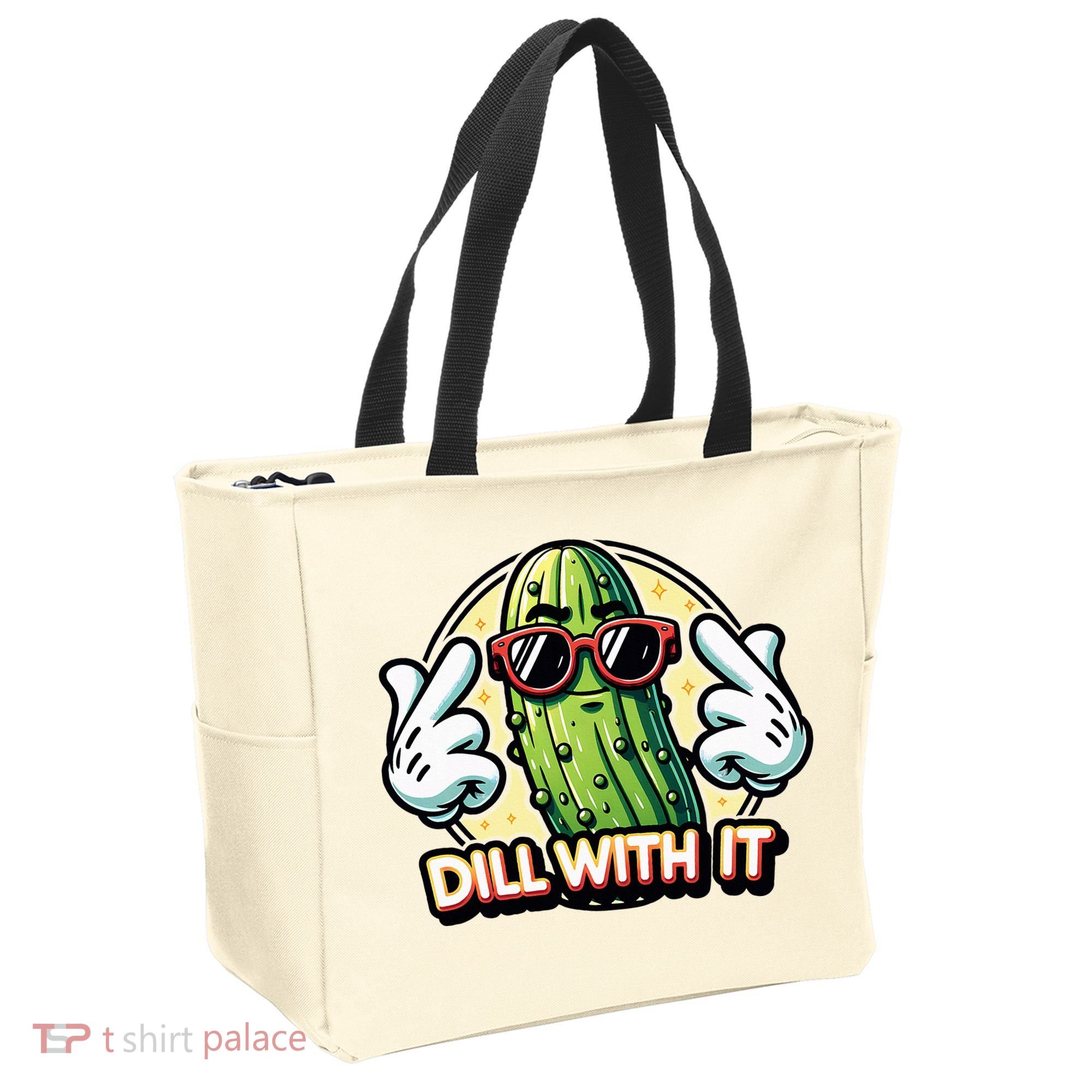 Dill With It Funny Pickle Vegetable Pun Tote Bag