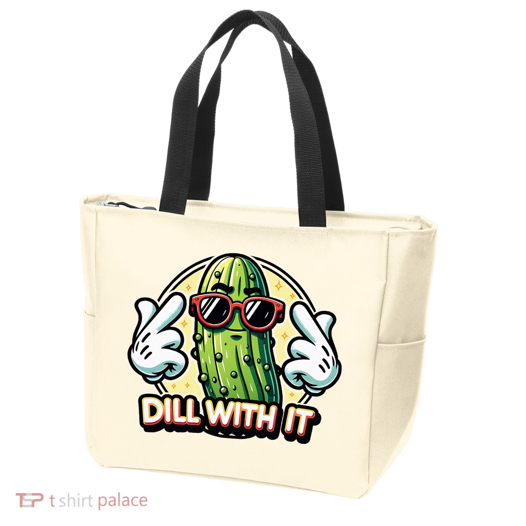Dill With It Funny Pickle Vegetable Pun Tote Bag