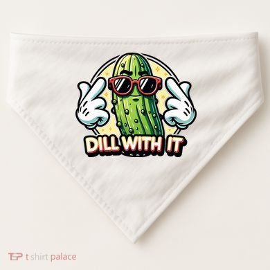 Dill With It Funny Pickle Vegetable Pun USA-Made Doggie Bandana