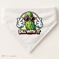 Dill With It Funny Pickle Vegetable Pun USA-Made Doggie Bandana thumb 0