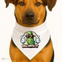 Dill With It Funny Pickle Vegetable Pun USA-Made Doggie Bandana thumb 1