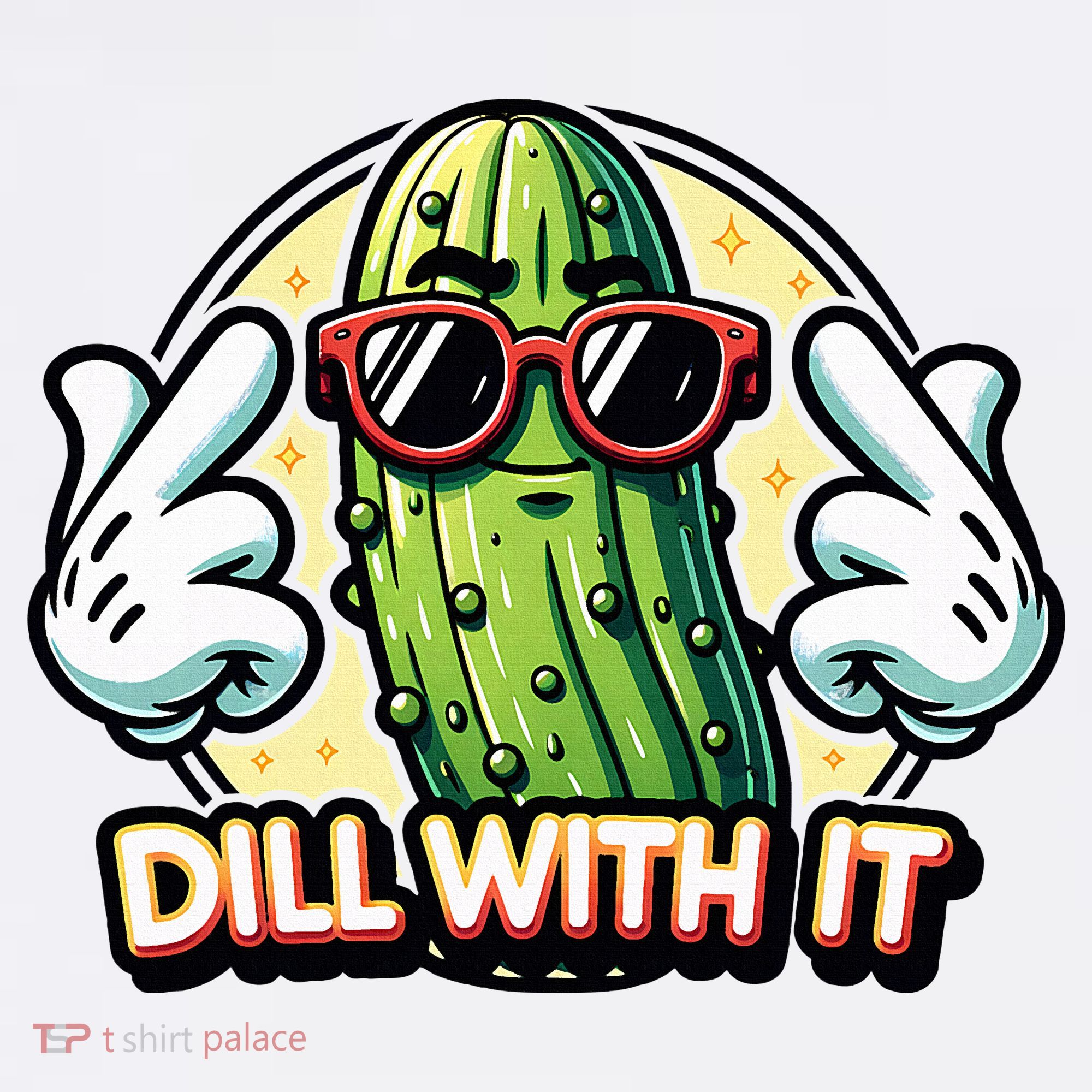 Dill With It Funny Pickle Vegetable Pun USA-Made Doggie Bandana