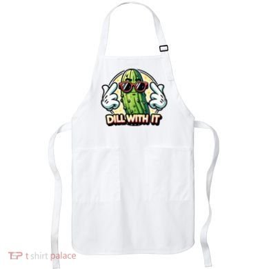 Dill With It Funny Pickle Vegetable Pun Apron