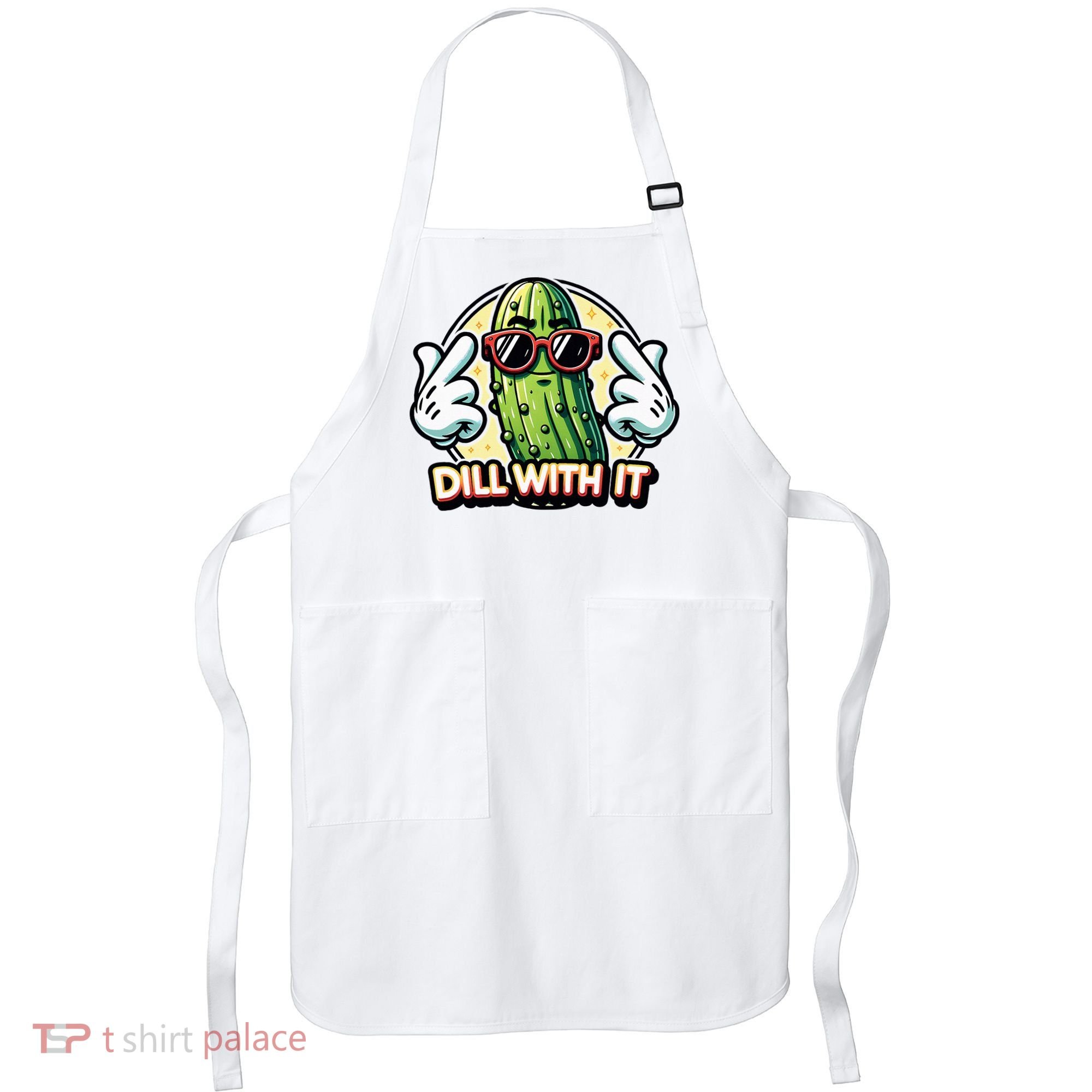 Dill With It Funny Pickle Vegetable Pun Apron