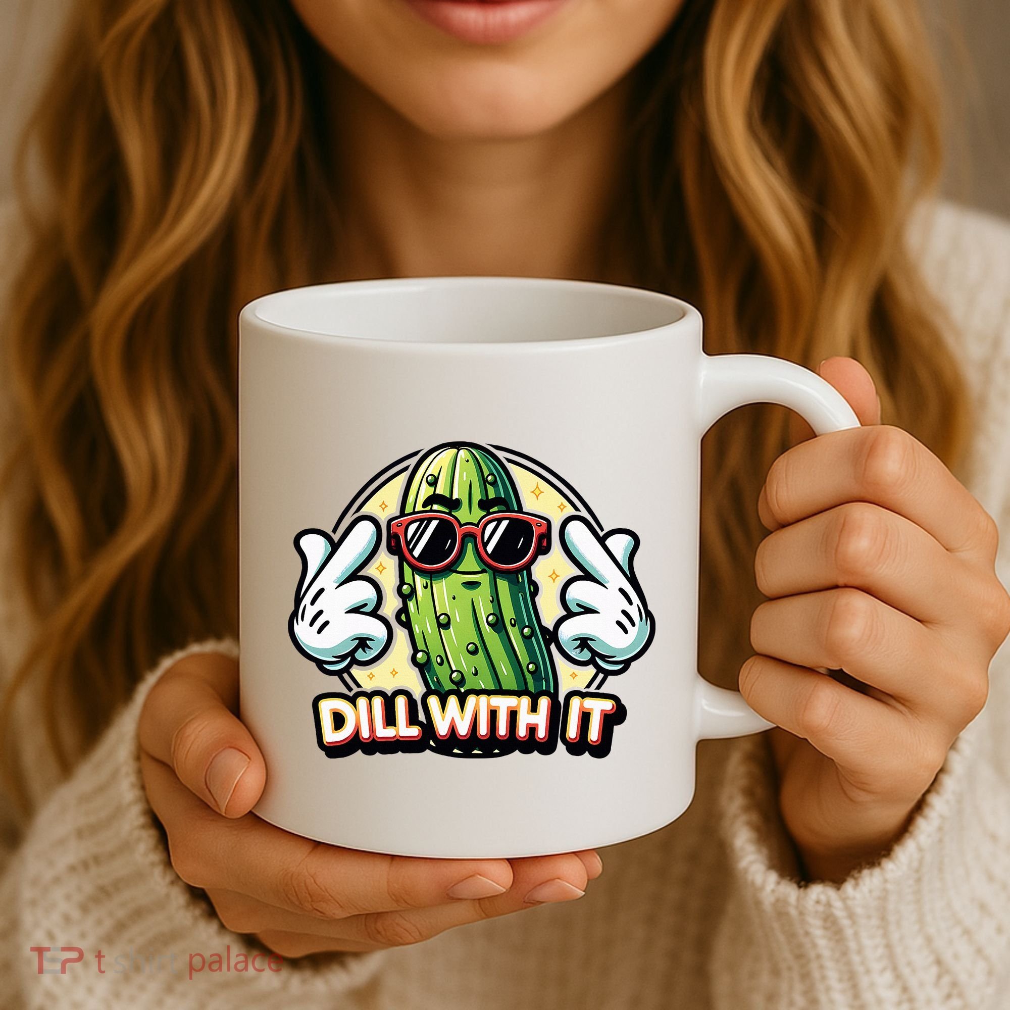 Dill With It Funny Pickle Vegetable Pun Coffee Mug