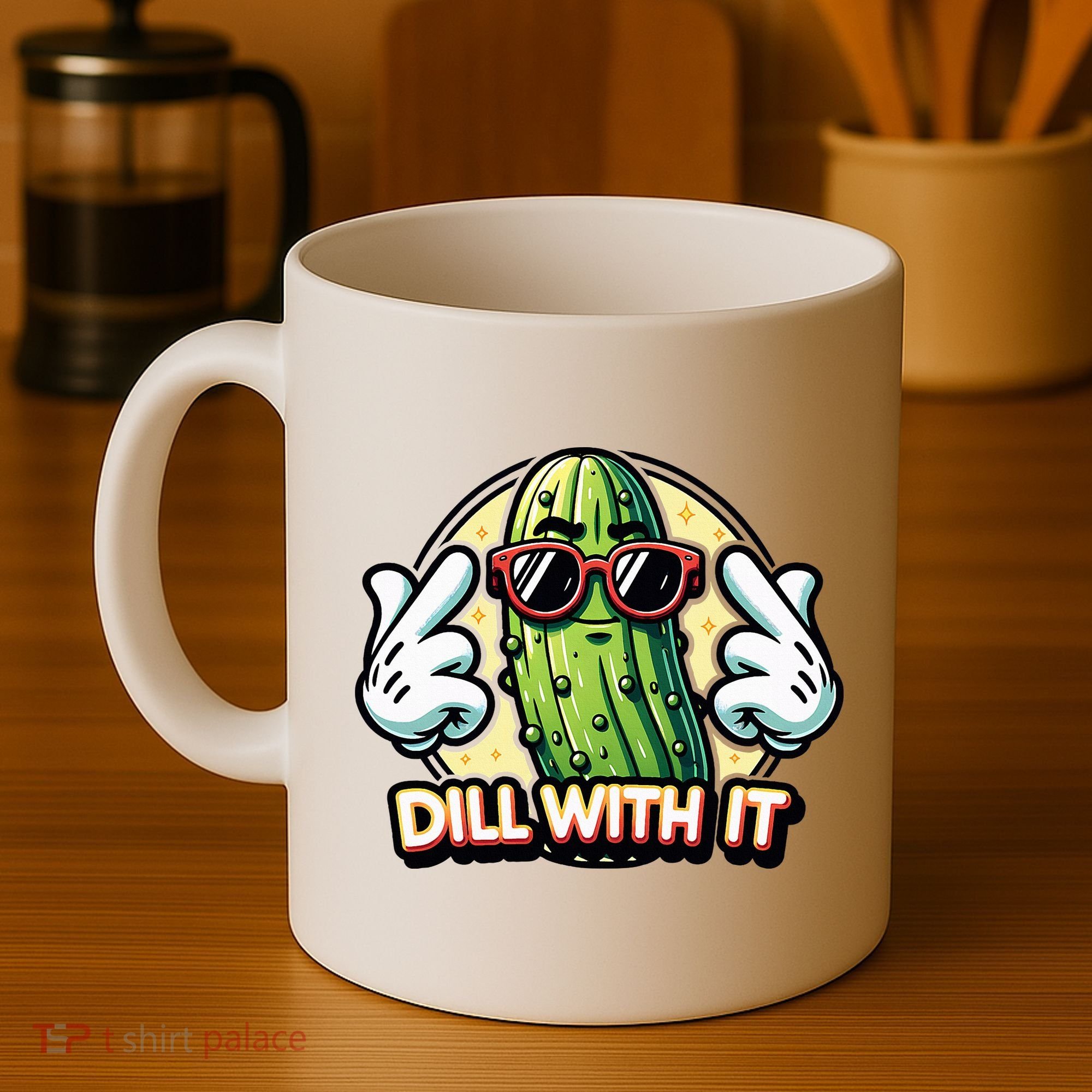 Dill With It Funny Pickle Vegetable Pun Coffee Mug