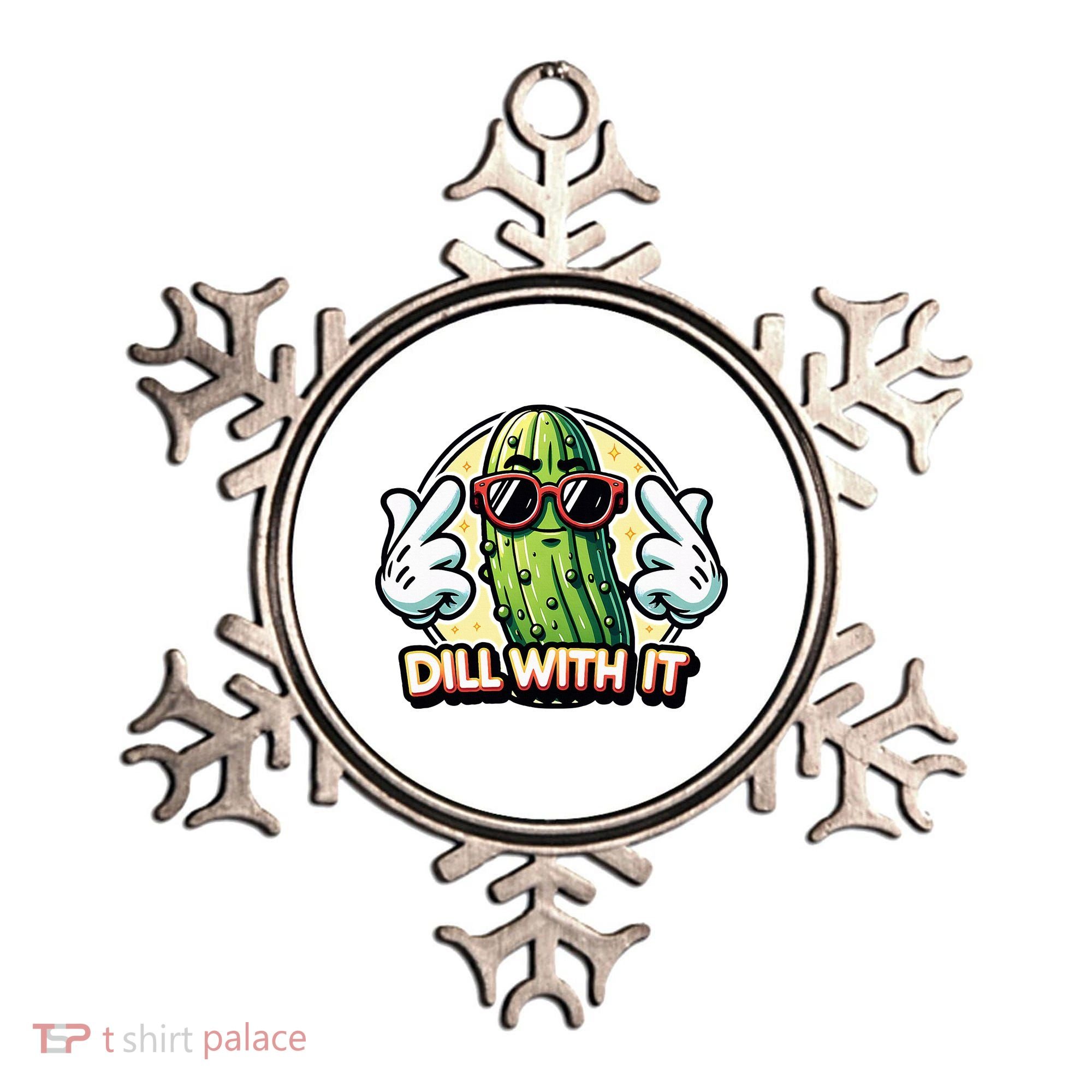 Dill With It Funny Pickle Vegetable Pun Ornament
