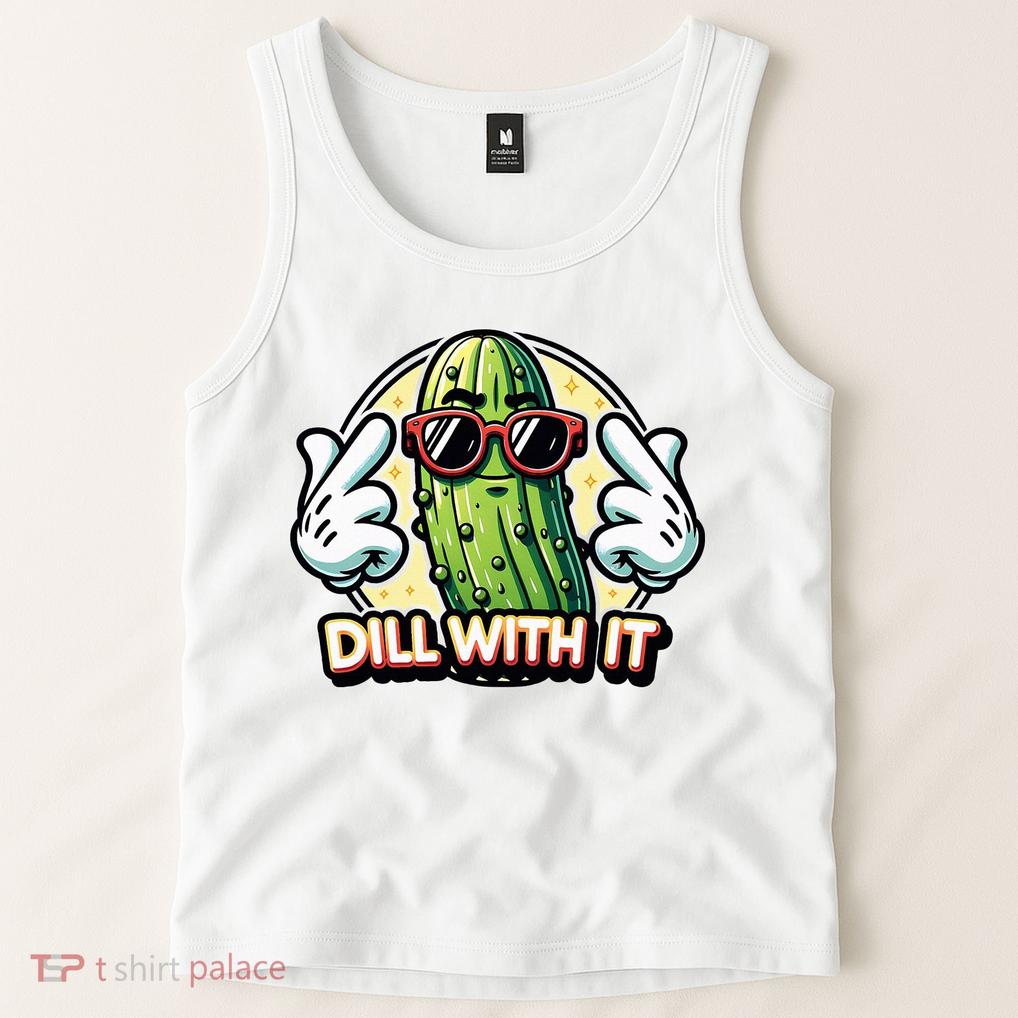 Dill With It Funny Pickle Vegetable Pun Tank Top