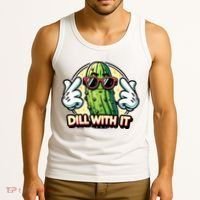 Dill With It Funny Pickle Vegetable Pun Tank Top thumb 3
