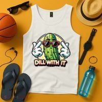 Dill With It Funny Pickle Vegetable Pun Tank Top thumb 4
