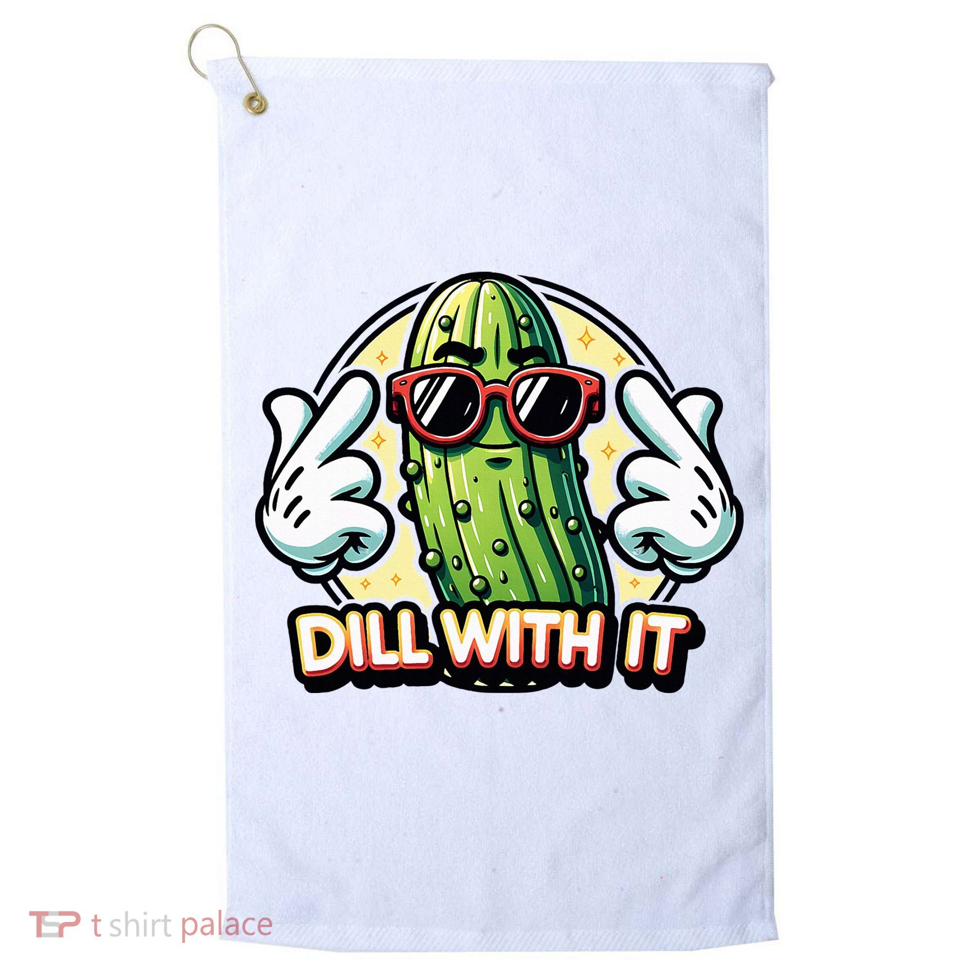 Dill With It Funny Pickle Vegetable Pun Golf Towel