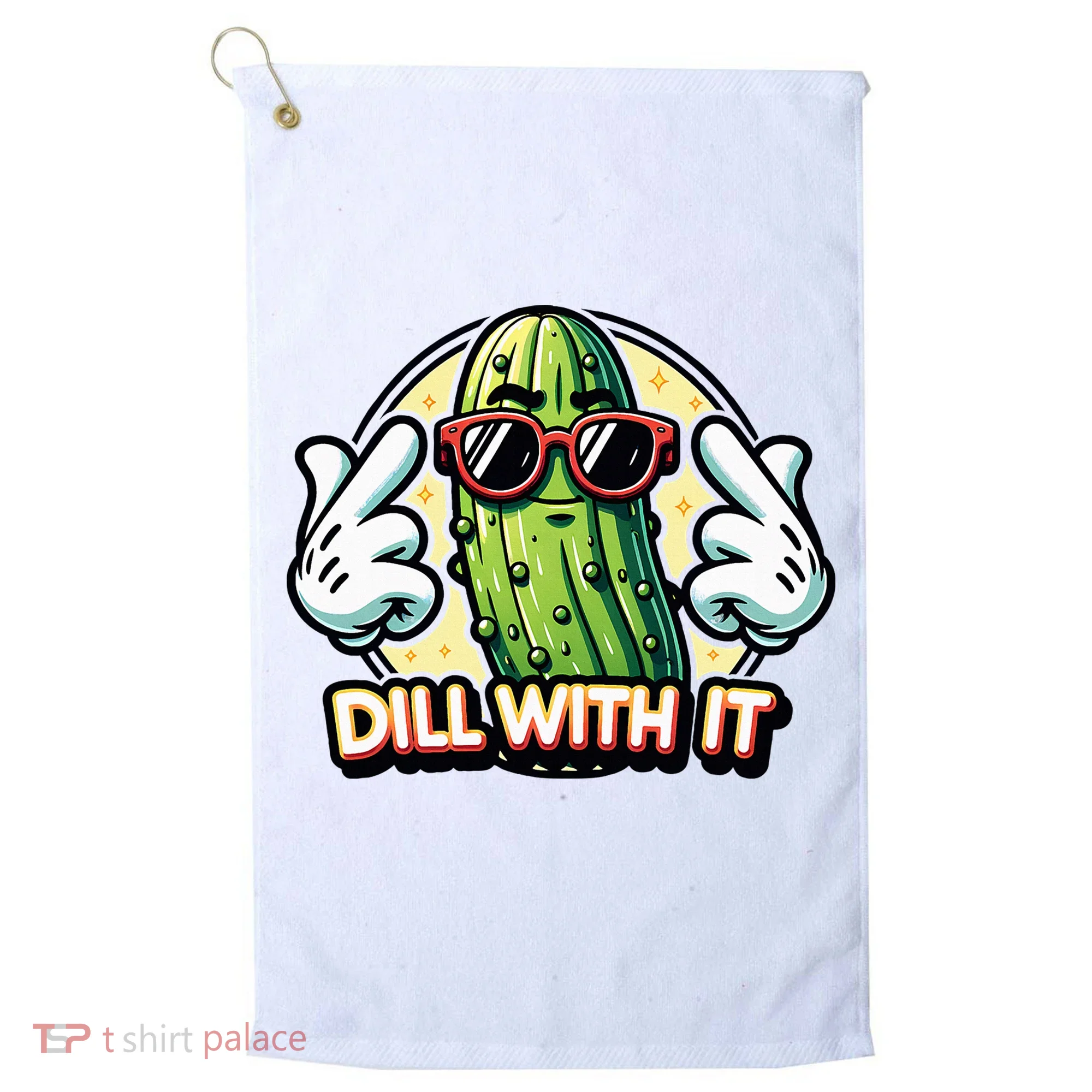 Dill With It Funny Pickle Vegetable Pun Golf Towel