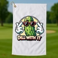 Dill With It Funny Pickle Vegetable Pun Golf Towel thumb 1