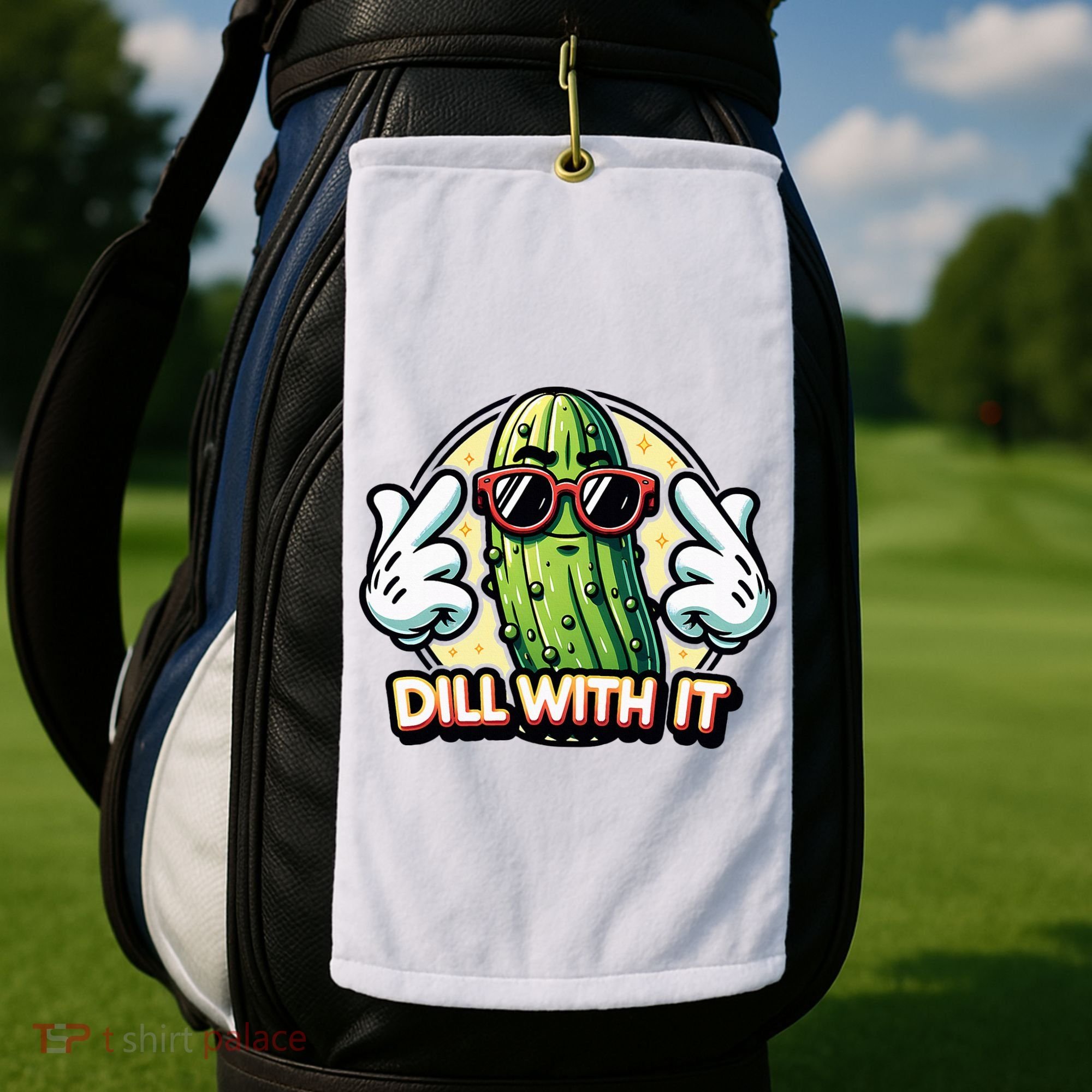 Dill With It Funny Pickle Vegetable Pun Golf Towel